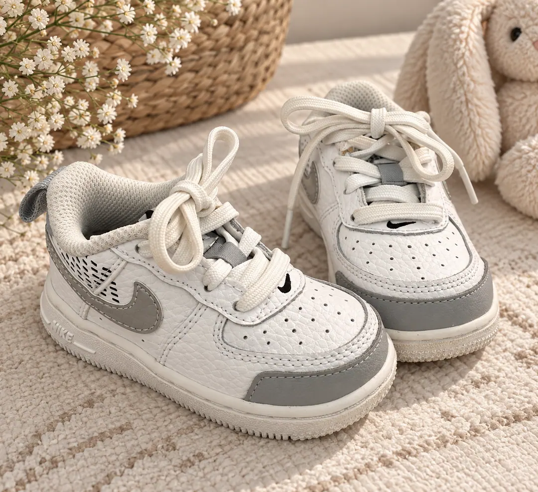 White and grey Nike toddler sneakers